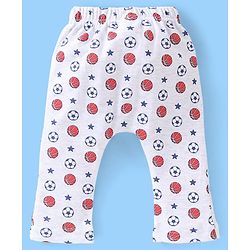 Babyhug Cotton Knee Length Diaper Pants Football Print Pack of 3 - Red & Blue