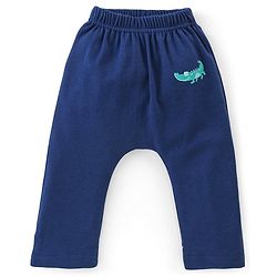 Babyhug Cotton Full Length Diaper Pants Stripes & Alligator Print Pack of 3- Blue Green & White