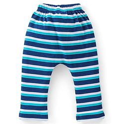 Babyhug Cotton Full Length Diaper Pants Stripes & Alligator Print Pack of 3- Blue Green & White