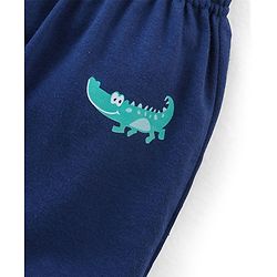 Babyhug Cotton Full Length Diaper Pants Stripes & Alligator Print Pack of 3- Blue Green & White