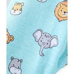 Babyhug Cotton Full Length Diaper Pants Stripes & Lion Print Pack of 3 - Blue Grey & Yellow