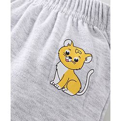 Babyhug Cotton Full Length Diaper Pants Stripes & Lion Print Pack of 3 - Blue Grey & Yellow
