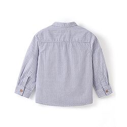 Babyhug Cotton Woven Full Sleeves Shirt with Utility Pocket & Floral Print - White & Blue