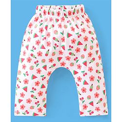 Babyhug Cotton Full Length Diaper Pants Dot & Floral Print Pack of 3- Blue Pink & White