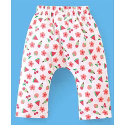 Babyhug Cotton Full Length Diaper Pants Dot & Floral Print Pack of 3- Blue Pink & White