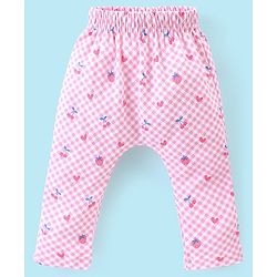 Babyhug Cotton Knee Length Diaper Pants Checks & Floral Print Pack of 3- Blue Pink & White