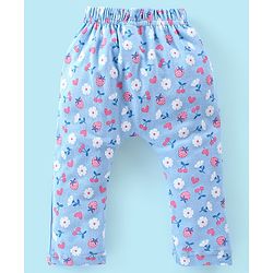 Babyhug Cotton Knee Length Diaper Pants Checks & Floral Print Pack of 3- Blue Pink & White