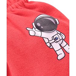 Babyhug Full Length Cotton Diaper Pants Astronaut Print Pack of 3 - Red & Blue