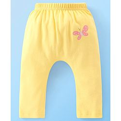 Babyhug Cotton Full Length Diaper Pants Butterfly & Floral Print Pack Of 3- Yellow White & Purple
