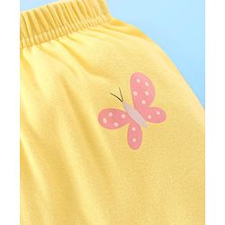 Babyhug Cotton Full Length Diaper Pants Butterfly & Floral Print Pack Of 3- Yellow White & Purple