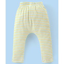 Babyhug Cotton Knee Length Diaper Pants Stripes & Turtle Print Pack of 3- Yellow Green & White