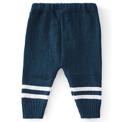 Babyhug Knitted Full Sleeves Striped Design Sweater Set with Cap & Booties - Red & Navy Blue