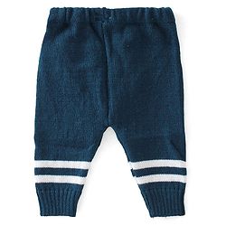 Babyhug Knitted Full Sleeves Striped Design Sweater Set with Cap & Booties - Red & Navy Blue