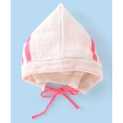 Babyhug Full Sleeves Striped Sweater Sets with Cap and Booties - Red & White