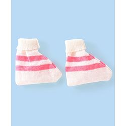 Babyhug Full Sleeves Striped Sweater Sets with Cap and Booties - Red & White