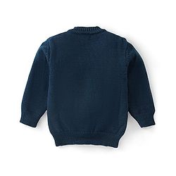 Babyhug Knit Full Sleeves Sweater Set Striped - Navy Blue & White