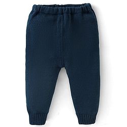 Babyhug Knit Full Sleeves Sweater Set Striped - Navy Blue & White