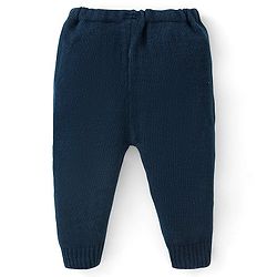 Babyhug Knit Full Sleeves Sweater Set Striped - Navy Blue & White