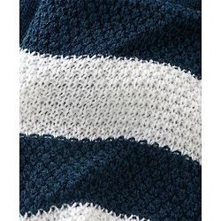 Babyhug Knit Full Sleeves Sweater Set Striped - Navy Blue & White