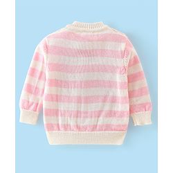Babyhug Full Sleeves Baby Sweater Set with Cap & Booties Striped Design - Pink