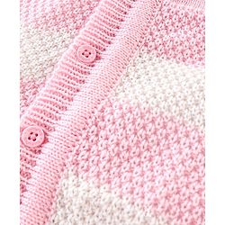 Babyhug Full Sleeves Sweater Set Striped with Cap - Pink