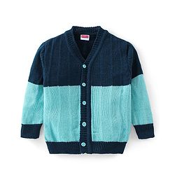 Babyhug Knitted Full Sleeves Sweater Set with Cap & Booties Cable Knit Design - Blue