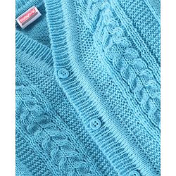 Babyhug Knitted Full Sleeves Sweater Set with Cap & Booties Cable Knit Design - Blue