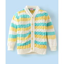 Babyhug Full Sleeves Striped Design Sweater Set with Cap & Booties - Multicolour