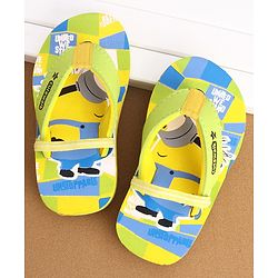 Cute Walk by Babyhug Slip On Flip Flops Minions Print - Yellow