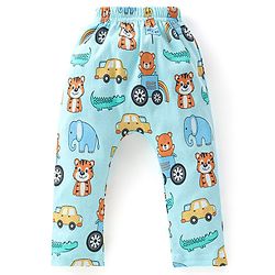 Babyhug Cotton Knee Length Diaper Pants Striped & Wild Animals Printed Pack of 3 - Yellow & Blue