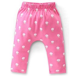 Babyhug Cotton Knit Full Length Diaper Pants Floral Printed Pack of 3 - Multicolour