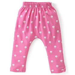 Babyhug Cotton Knit Full Length Diaper Pants Floral Printed Pack of 3 - Multicolour