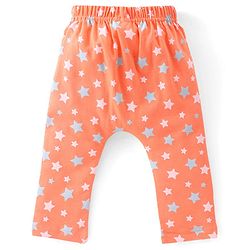Babyhug Cotton Full Length Diaper Pants Striped & Elephant Printed Pack of 3 - Orange & Blue