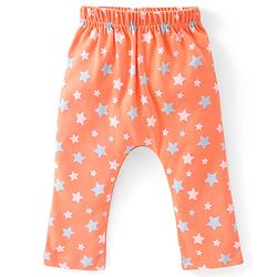 Babyhug Cotton Full Length Diaper Pants Striped & Elephant Printed Pack of 3 - Orange & Blue