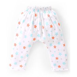 Babyhug Cotton Full Length Stars Printed Diaper Pants Pack of 3  - Blue Orange & White