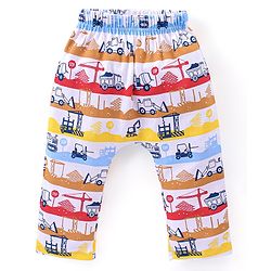 Babyhug Cotton Full Length Diaper Pants Pack of 3 - Red & Blue