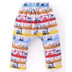 Babyhug Cotton Full Length Diaper Pants Pack of 3 - Red & Blue