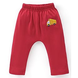 Babyhug Cotton Full Length Diaper Pants Pack of 3 - Red & Blue