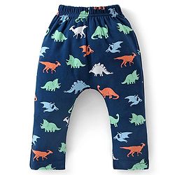 Babyhug Cotton Full Length Striped Diaper Pants Dino Print Pack of 3  - Multicolour