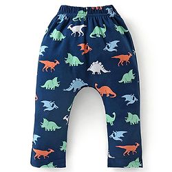 Babyhug Cotton Full Length Striped Diaper Pants Dino Print Pack of 3  - Multicolour