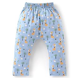 Babyhug Full Length Cotton Diaper Pants Giraffe Print Pack of 3 - Blue