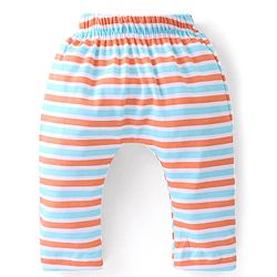 Babyhug Cotton Knit Knee Length Diaper Pants Striped & Stars Printed Pack of 3 - Orange & Blue