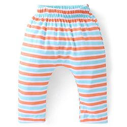 Babyhug Cotton Knit Knee Length Diaper Pants Striped & Stars Printed Pack of 3 - Orange & Blue