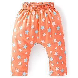 Babyhug Cotton Knit Knee Length Diaper Pants Striped & Stars Printed Pack of 3 - Orange & Blue