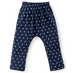 Babyhug Cotton Full Length Diaper Leggings Polka Dots Printed Pack of 3 - Pink & Navy Blue