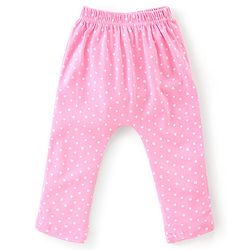Babyhug Cotton Full Length Diaper Leggings Polka Dots Printed Pack of 3 - Pink & Navy Blue