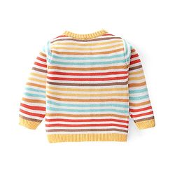 Babyhug Organic Cotton Full Sleeves Striped Baby Sweater Set with Cap - Multicolor
