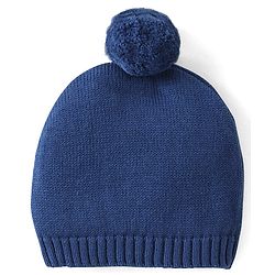 Babyhug Organic Cotton Knit Full Sleeves Baby Sweater Set with Cap & Tractor Design - Blue