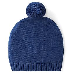 Babyhug Organic Cotton Knit Full Sleeves Baby Sweater Set with Cap & Tractor Design - Blue