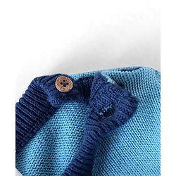 Babyhug Organic Cotton Knit Full Sleeves Baby Sweater Set with Cap & Tractor Design - Blue